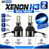 Zeron Xenon H3 Buz Mavi LED Far Ampulü 12V - 2 Adet Yüksek Aydınlatma Kolay Montaj - Buz Mavisi