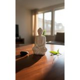 ZEROXO Meditasyon Yapan Buda Heykeli – Zen Bahçesi ve Yoga Köşesi Dekoru – Spiritüel Biblo Beyaz 10 x 10