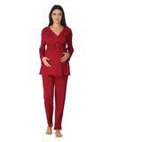Zerre Bebe Kadın Bordo 8092 Hamile Lohusa Pijama Takım, S, 8092V-89D0018310422