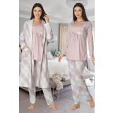 Zerre Bebe Kadın Pembe Hamile Lohusa Pijama Takım Sabahlık, 2XL, 8084P-89D0018312074