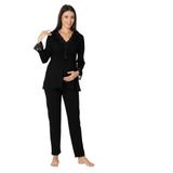 Zerre Bebe Kadın Siyah 8092 Hamile Lohusa Pijama Takım, L, 8092S-89D0018314016