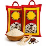 Zerrin Mehr 2'li Set Hindistan Orijinal Uzun Tane 10 kg Çiftli Kulplu Kumaş Çuval Basmati Pirinç