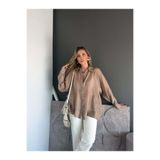 Zerrincan Giyim Vizon Yarasa Kol Oversize Gömlek