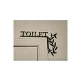 Zervano Modern Yaprak Motifli Kapı Üstü "TOILET" Tabelası - Şık Banyo Kapı Dekoru, Eğlenceli Ev Aksesuarı, Siyah Pervaz Süsü