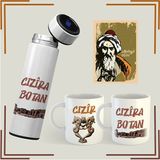 ZERYA Cizre Resimli Kupa ve Termos Seti - Cizira Botan Termosu Kupası (1 TERMOS 2 KUPA 1 DEFTER)
