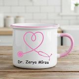 Zerya Hobi İsme Özel Doktorlar İçin Enamel PEMBE Kupa Bardak - Doktorlara Özel Kupa (İSİM İÇİN MESAJ ATINZ)