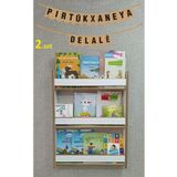 Zerya Hobi İsme Özel Kürtçe Çocuk Kitaplı Montessori Çocuk Odası Kitaplığı 80*60 cm BEYAZ Kitaplık (KİTAPLI)