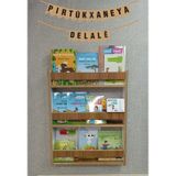 Zerya Hobi İsme Özel Kürtçe Çocuk Kitaplı Montessori Çocuk Odası Kitaplığı 80*60 cm CEVİZ Kitaplık (KİTAPLI)