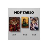 Zerya Hobi Tabloya Pisîkan - Saz Def ve Örtülü Kedi Görselli Tasarımlı Motifli Duvar Dekoratif Mdf Ahşap Retro Poster Tablo