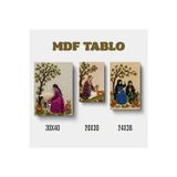 Zerya Hobi Teşi Geyik ve Koyun Kadın Nakış Görselli Tasarımlı Motifli Duvar Dekoratif Mdf Ahşap Retro Poster Tablo