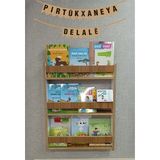 Zerya Isme Özel Kürtçe Çocuk Kitaplı Montessori Çocuk Odası Kitaplığı 80*60 cm Ceviz Kitaplık (Kitaplı)