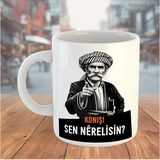 Zerya Konuş Sen Nerelisin Tasarımlı Porselen Kupa Bardak - Konuş Sen Nerelisin Kupası - Renkli