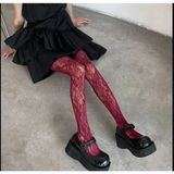 Zes Store Zes Romantik File Desenli Külotlu Çorap - Standart - Bordo - Bordo