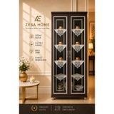 ZESA HOME 4 Parça Gardenya Fransız Güpür Detaylı Salon Vitrin, Gümüşlük Peçetesi, Sehpa Takımı Platin Nilüfer 25 x 25