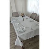 ZESA HOME Colber Çizgi Detaylı Masa Örtüsü Gri 12 Kişilik 26 Parça - Masa 160X220...160X400 GRİ 160 x 320