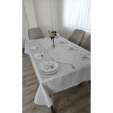 ZESA HOME Colber Çizgi Detaylı Masa Örtüsü Gri 8 Kişilik 18 Parça - Masa 160X180...160X350 GRİ 160 x 240