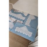 ZESA HOME El İşi Dantelli, Bordürlü Ve Desenli Çeyizlik Nevresim Takımı-Petrol Çarşafı Tek Tarafı Dantelli 220 x 240