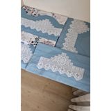 Zesa Home El Işi Dantelli, Bordürlü ve Desenli Nevresim Takımı - 220 x 240 cm - Petrol