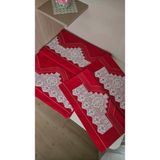 Zesa Home El Işi Dantelli, Bordürlü ve Desenli Nevresim Takımı-Kırmızı Kalpli - 220 x 240 cm