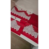 ZESA HOME El İşi Dantelli, Bordürlü Ve Desenli Nevresim Takımı-Kırmızı Kalpli Kalpli Çarşafı Dantelsiz 220 x 240