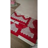 Zesa Home El Işi Dantelli, Bordürlü ve Desenli Nevresim Takımı-Kırmızı Kalpli - Kırmızı - Beyaz - 220 x 240 cm