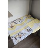 ZESA HOME El İşi Dantelli, Bordürlü Ve Desenli Nevresim Takımı-Sarı Çarşafı Tek Tarafı Dantelli 220 x 240