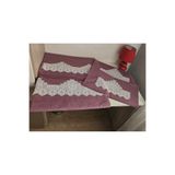 ZESA HOME El İşi Dantelli Nervürlü ve Pik Nevresim Takımı Violet çarşaf çift tarafı dantel 200 x 220