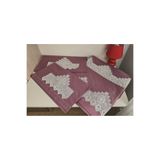ZESA HOME El İşi Dantelli Nervürlü ve Pik Nevresim Takımı Violet çarşaf tek taraf dantel 200 x 220
