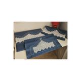 ZESA HOME El İşi Dantelli Nervürlü ve Pikolu Nevresim Takımı çarşafı tek taraf dantelli 200 x 220
