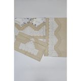 ZESA HOME El İşi Dantelli Nervürlü ve Pikolu Nevresim Takımı - Desenli Açık Latte Çarşafı tek Tarafı Dantelli 200 x 220