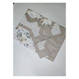 ZESA HOME El İşi Dantelli Nervürlü ve Pikolu Nevresim Takımı - Desenli Cappucino Çarşafı Çift Tarafı Dantelli 200 x 220