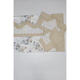 Zesa Home El Işi Dantelli Nervürlü ve Pikolu Nevresim Takımı Desenli Çift Tarafı Danteli - Açık Kahverengi - 200 x 220 cm