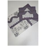 ZESA HOME El İşi Dantelli Nervürlü ve Pikolu Nevresim Takımı Desenli Füme Rengi Çarşafı çift Tarafı Dantelli 200 x 220