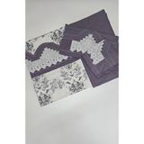 ZESA HOME El İşi Dantelli Nervürlü ve Pikolu Nevresim Takımı Desenli Füme Rengi Çarşafı Dantelsiz 200 x 220
