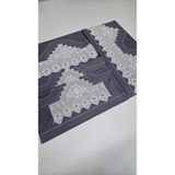 ZESA HOME El İşi Dantelli Nervürlü ve Pikolu Nevresim Takımı Füme Rengi Çarşafı Çift Tarafı Dantelli 200 x 220