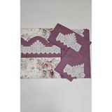 ZESA HOME El Işi Dantelli Ve Nervürlü Pikolu Desenli Nevresim Takımı - Violet Çarşafı Çift Taraf Dantelli 220 x 240