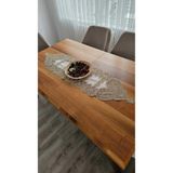 ZESA HOME Fransız Dantelli Keten Gardeya Lüks Runner Cappucino Kalp 40 x 140