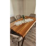 ZESA HOME Fransız Dantelli Keten Gardeya Lüks Runner ÇINAR 40 x 140