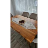 ZESA HOME Fransız Dantelli Keten Gardeya Lüks Runner Ekru Milat 40 x 140