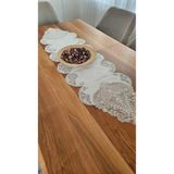 ZESA HOME Fransız Dantelli Keten Gardeya Lüks Runner ŞAL 40 x 140