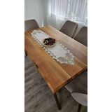 ZESA HOME Fransız Dantelli Keten Gardeya Lüx Runner Ekru Papatya 140 x 40