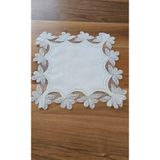 ZESA HOME Fransız Dantelli Lüks Zigon Sehpa Örtüsü Ekru Defne 40 x 40