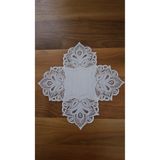 ZESA HOME Fransız Dantelli Lüks Zigon Sehpa Örtüsü Ekru Gül 40 x 40