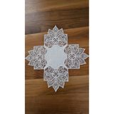 ZESA HOME Fransız Dantelli Lüks Zigon Sehpa Örtüsü Ekru Nilüfer 40 x 40