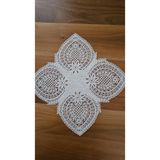 ZESA HOME Fransız Dantelli Lüks Zigon Sehpa Örtüsü Ekru Yaprak 40 x 40