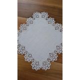 ZESA HOME Fransız Dantelli Lüks Zigon Sehpa Örtüsü Ekru Yasemin 40 x 40