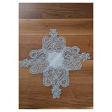 ZESA HOME Fransız Dantelli Lüks Zigon Sehpa Örtüsü Gri Kalp 40 x 40