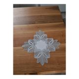 ZESA HOME Fransız Dantelli Lüks Zigon Sehpa Örtüsü Gri Lale 40 x 40