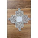 ZESA HOME Fransız Dantelli Zigon Sehpa Örtüsü Cappucino Kalp 40 x 40