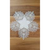 ZESA HOME Fransız Dantelli Zigon Sehpa Örtüsü Ekru Çınar 40 x 40